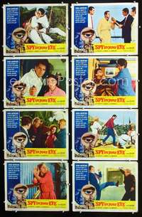 v517 SPY IN YOUR EYE 8 movie lobby cards '66 Dana Andrews Italian spoof!