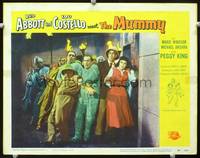 w035 ABBOTT & COSTELLO MEET THE MUMMY movie lobby card #3 '55 Bud & Lou terrified!