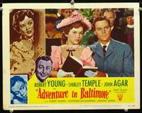 w041 ADVENTURE IN BALTIMORE movie lobby card #4 '49 Shirley Temple and John Agar close up!
