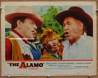 w047 ALAMO movie lobby card #2 '60 great John Wayne & Chill Wills close up!
