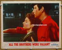 w051 ALL THE BROTHERS WERE VALIANT movie lobby card #8 '53 Robert Taylor & Anne Blyth close up!