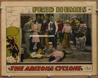 w063 ARIZONA CYCLONE movie lobby card '28 Fred Humes shoots bad guy!