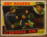 w064 ARIZONA KID movie lobby card '39 Roy Rogers helps wounded man!