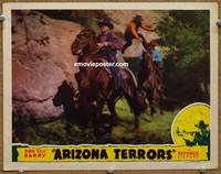 w066 ARIZONA TERRORS movie lobby card '42 Don Red Barry getting ambushed!