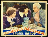 w001 DEVIL'S BROTHER movie lobby card '33 Hal Roach, great close up of Stan Laurel & Oliver Hardy!