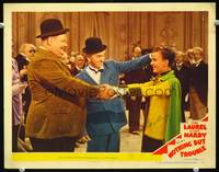 w008 NOTHING BUT TROUBLE movie lobby card #6 '45 Stan Laurel & Oliver Hardy meet boy prince!