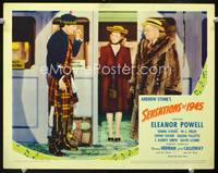 w016 SENSATIONS OF 1945 movie lobby card '44 W.C. Fields in raccoon coat, Eleanor Powell!