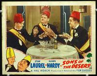 w009 SONS OF THE DESERT movie lobby card R45 Stan Laurel, Oliver Hardy & Charley Chase with fezzes!