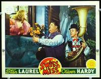 w006 SWISS MISS movie lobby card '38 suave Stan Laurel & Oliver Hardy romancing!