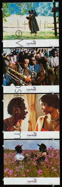 y028 COLOR PURPLE 4 English Front of House movie lobby cards '85 Whoopi, Spielberg