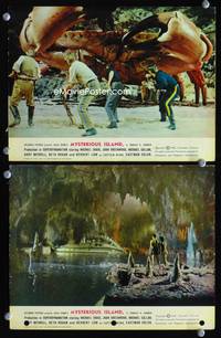 y040 MYSTERIOUS ISLAND 2 English Front of House movie lobby cards '61 cool!