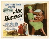 z018 AIR HOSTESS title movie lobby card '49 love flies high with sexy flight attendant Gloria Henry!