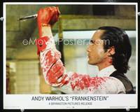 z365 ANDY WARHOL'S FRANKENSTEIN lobby card #5 '74 gruesome close up of bloody Udo Kier with knife!