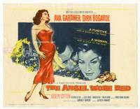 z019 ANGEL WORE RED title lobby card '60 sexy Ava Gardner, Dirk Bogarde has a price on his head!