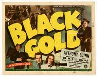 z040 BLACK GOLD title movie lobby card '47 Anthony Quinn, great horse racing image!