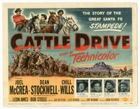 z063 CATTLE DRIVE title movie lobby card '51 Joel McCrea & Dean Stockwell in New Mexico!