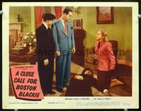 z389 CLOSE CALL FOR BOSTON BLACKIE movie lobby card '45 Chester Morris, Lynn Merrick