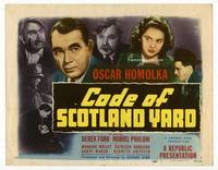 z073 CODE OF SCOTLAND YARD title movie lobby card '48 English detective Oscar Homolka!
