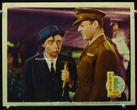 z395 CRACK-UP movie lobby card '36 wacky Peter Lorre with bugle & Brian Donlevy close up!