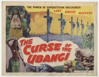 z084 CURSE OF THE UBANGI title movie lobby card '47 half-naked female native & crucifixions!