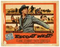 z098 ESCORT WEST title movie lobby card '59 Victor Mature, Elaine Stewart, Indian massacre!