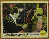 z421 FINE MANNERS movie lobby card '26 Gloria Swanson at New Year's Eve party!