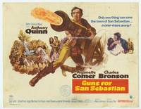 z125 GUNS FOR SAN SEBASTIAN title movie lobby card '68 one-man army Anthony Quinn fires cannon!