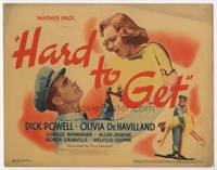 z129 HARD TO GET title movie lobby card '38 Dick Powell, Olivia de Havilland