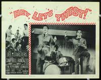 z457 HEY LET'S TWIST movie lobby card #2 '62 Joey Dee & The Starliters, rock n roll!
