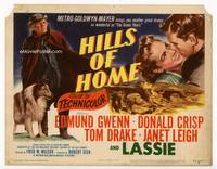 z134 HILLS OF HOME title movie lobby card '48 Lassie the dog, Janet Leigh, Edmund Gwenn