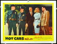 z473 HOT CARS movie lobby card #5 '56 sexy bad blonde Joi Lansing is picked up by police!