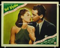z476 HOT RHYTHM movie lobby card '44 kiss close up of sexy Dona Drake & Robert Lowery!