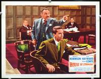 z479 HOUSE OF STRANGERS movie lobby card #3 '49 Richard Conte & Edward G. Robinson in courtroom!