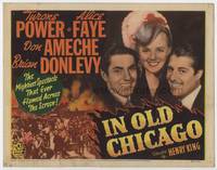 z145 IN OLD CHICAGO title movie lobby card R43 Tyrone Power, Alice Faye, Don Ameche