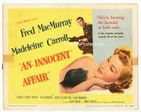 z148 INNOCENT AFFAIR title movie lobby card '48 Fred MacMurray, sexy Madeleine Carroll!