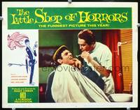 z506 LITTLE SHOP OF HORRORS movie lobby card #6 '60 Roger Corman, Jonathan Haze in dentist chair!
