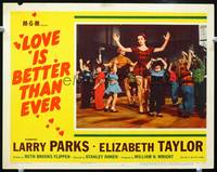 z514 LOVE IS BETTER THAN EVER movie lobby card #7 '52 Elizabeth Taylor teaches young kids to dance!
