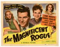 z189 MAGNIFICENT ROGUE title movie lobby card '47 Warren Douglas is smooth, suave & slick!