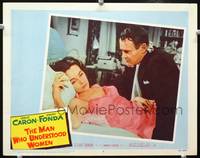 z527 MAN WHO UNDERSTOOD WOMEN movie lobby card #5 '59 Henry Fonda & sexy Leslie Caron in bed!