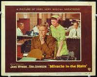 z552 MIRACLE IN THE RAIN movie lobby card #2 '56 Jane Wyman & Van Johnson 2-shot!