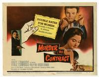 z212 MURDER BY CONTRACT title movie lobby card '59 Vince Edwards strangles women!