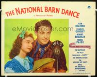 z578 NATIONAL BARN DANCE lobby card #6 '44 Jean Heather & Charles Quigley close up at microphone!
