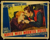 z587 NORTH WEST MOUNTED POLICE lobby card '40 Gary Cooper & Madeleine Carroll romantic close up!