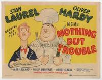 z219 NOTHING BUT TROUBLE movie title card '45 great Al Hirscfeld art of Stan Laurel & Oliver Hardy!