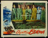 z591 OBJECTIVE BURMA movie lobby card '45 Errol Flynn plans the strategy!