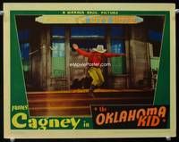 z595 OKLAHOMA KID movie lobby card '39 James Cagney runs from saloon!