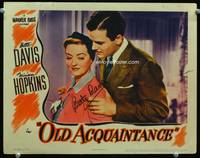 z011 OLD ACQUAINTANCE signed lobby card '43 by Bette Davis, who is in a close up with John Loder!