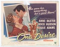 z221 ONE DESIRE title movie lobby card '55 sexy barely dressed Anne Baxter, Rock Hudson