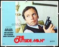 z609 OUTSIDE MAN movie lobby card #3 '72 Jean-Louis Trintignant close up with gun!