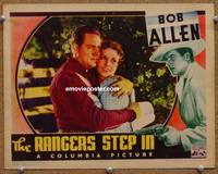 z641 RANGERS STEP IN movie lobby card '37 Bob Allen & Eleanor Stewart romantic close up!